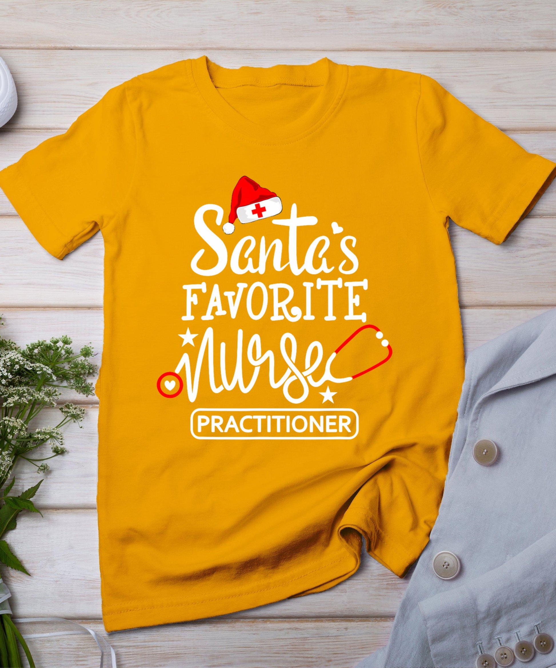 Santa's Favorite Nurse Practitioner Christmas Np Rn Nursing T-Shirt