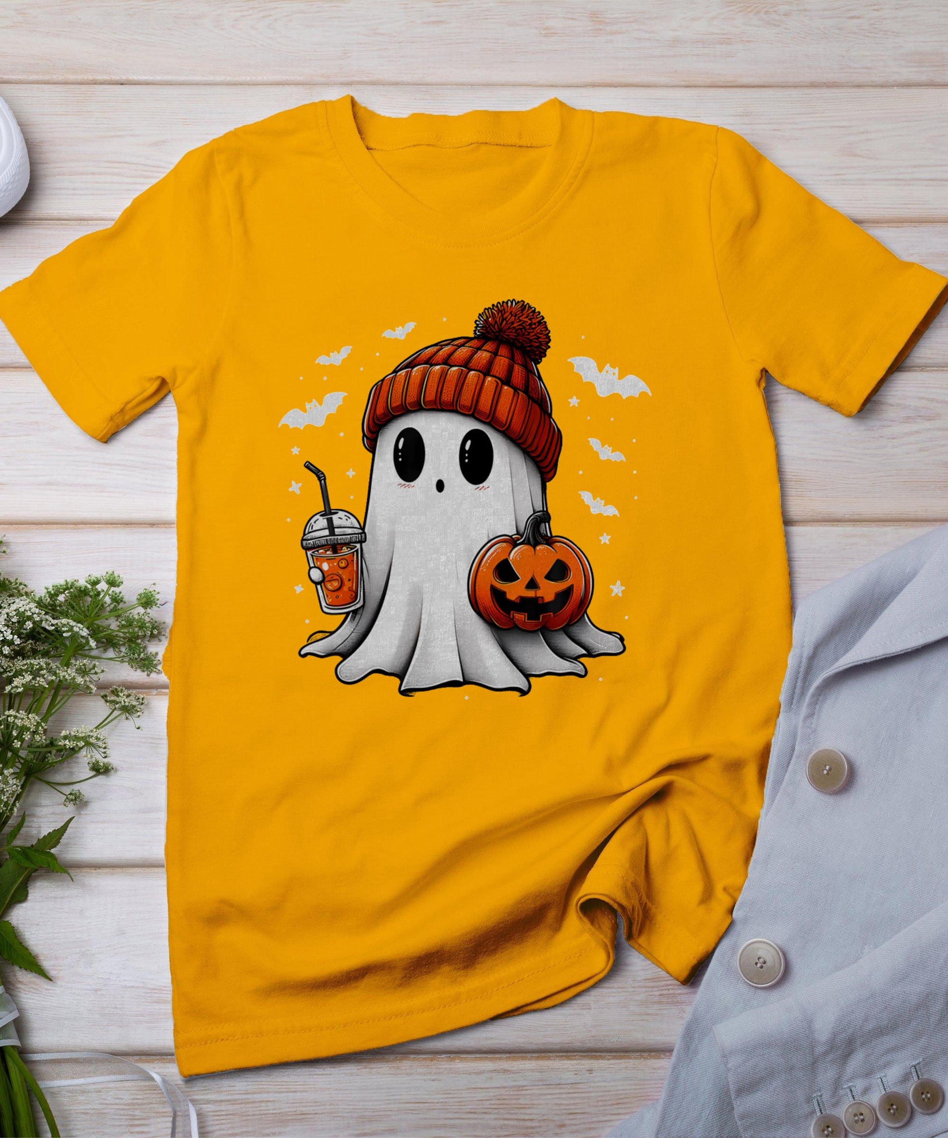 Cute Halloween Ghost Drink Pumpkin T-Shirt