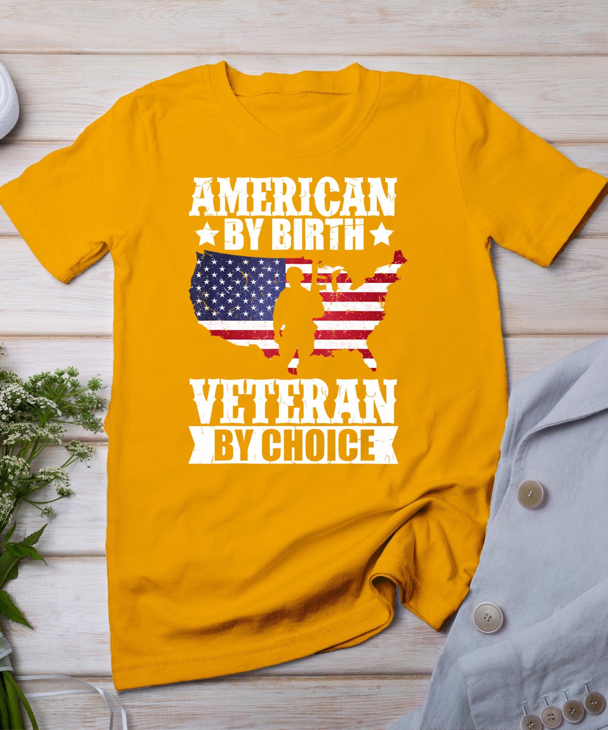 American By Birth Veteran By Choice Us Flag Veterans Day T-Shirt