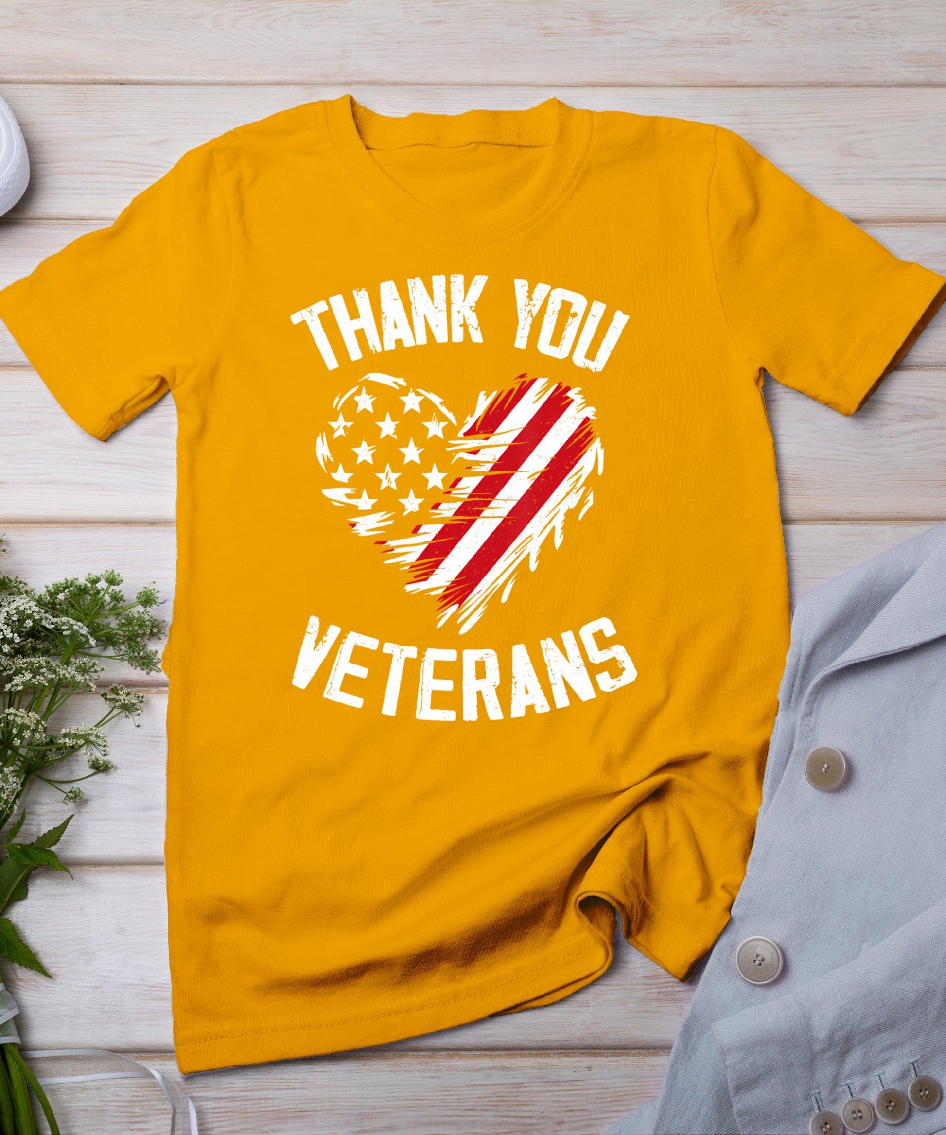 Thank You Veterans Patriotic American Flag Veterans Day 2024 T-Shirt