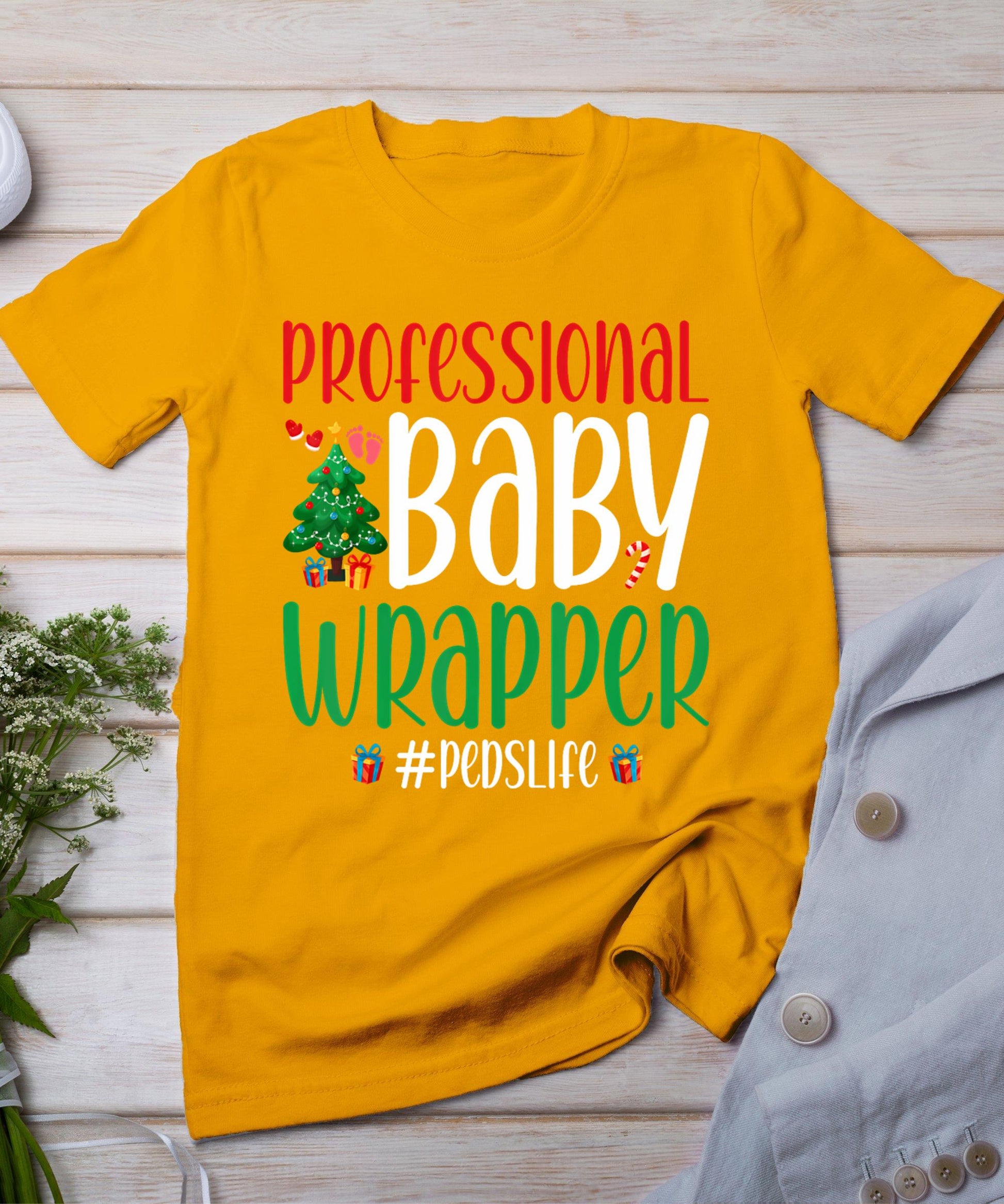 Professional Baby Wrapper Peds Pediatric Nurse Christmas T-Shirt