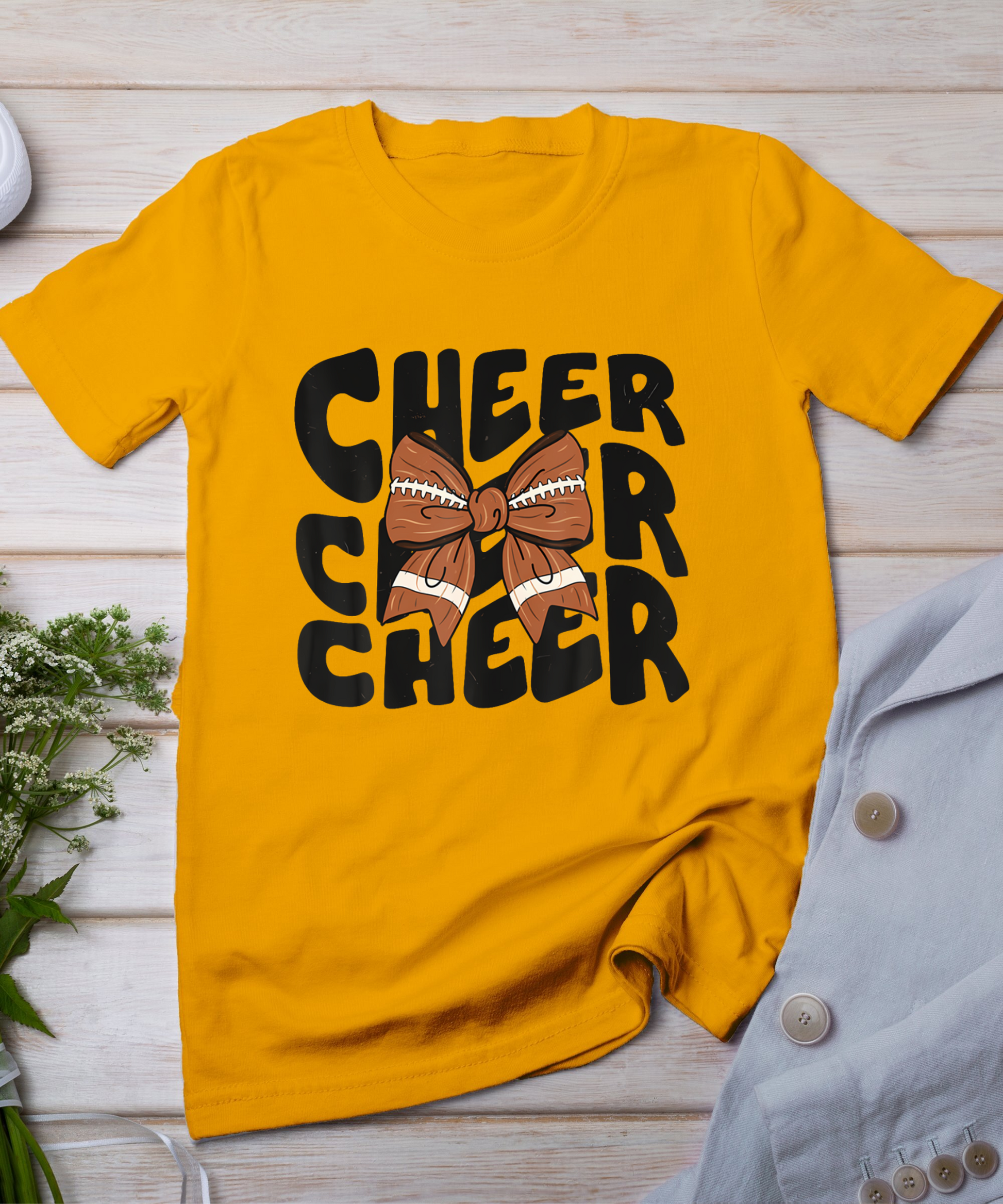 Cheer Coquette Bow American Football Game Day Thanksgiving T-Shirt