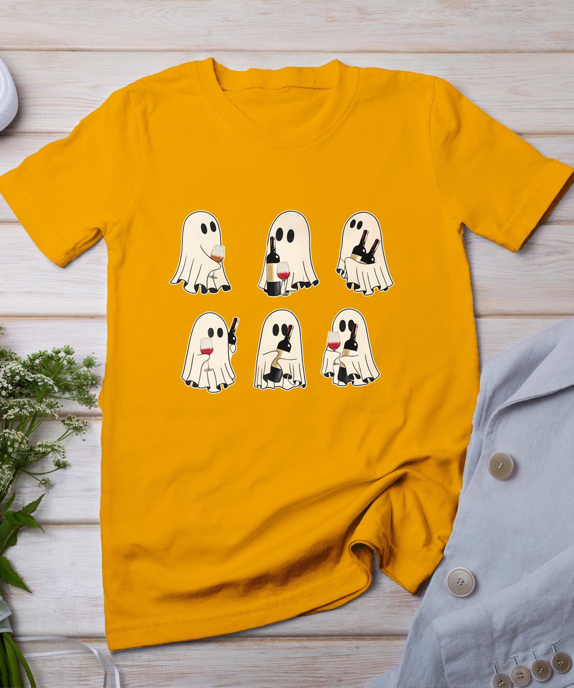 Halloween Ghost Wine Ghost Cute Lace Ghost Halloween Spooky T-Shirt