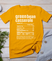 Thanksgiving Christmas Green Bean Casserole Nutritional Fact T-Shirt