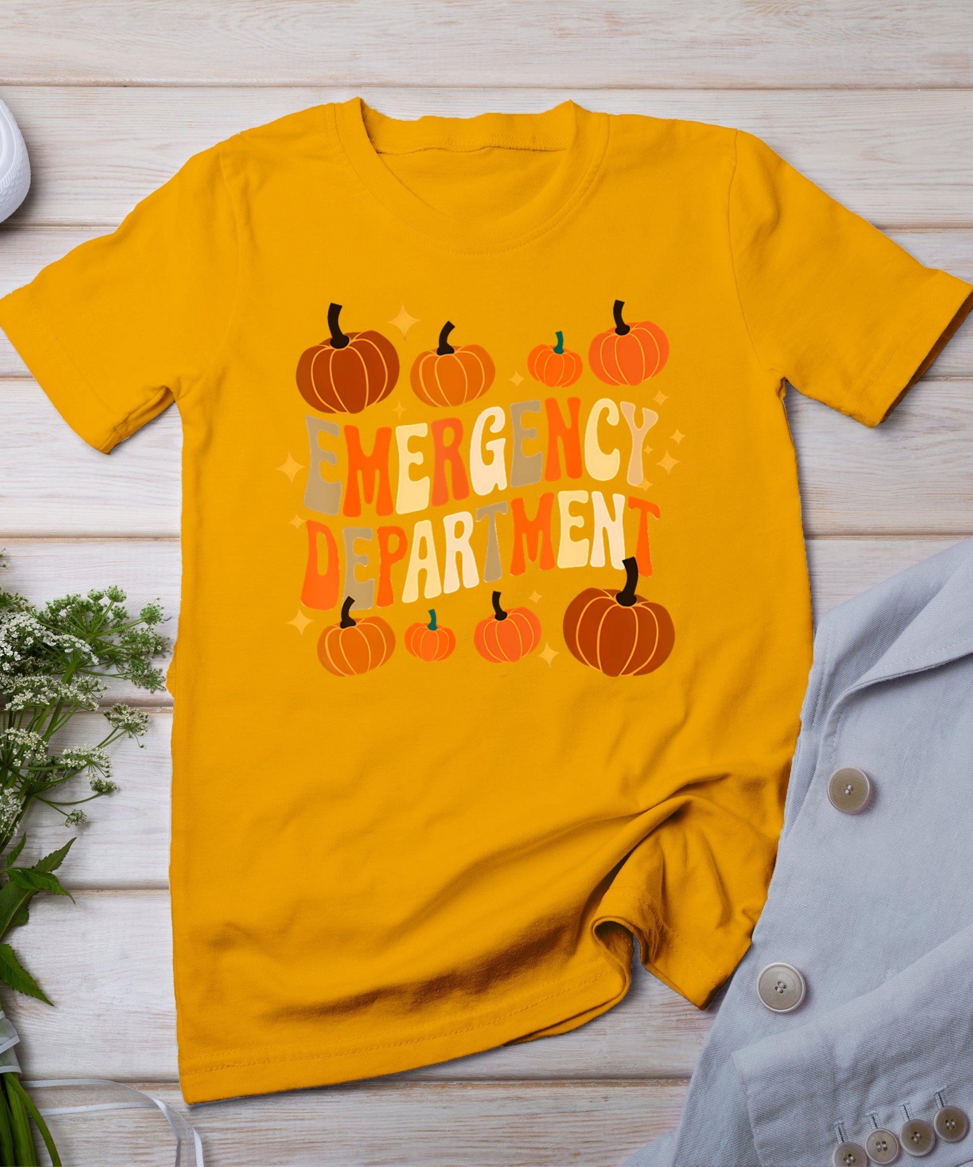 Funny Er Nurse Thanksgiving Emergency Dept Groovy T-Shirt