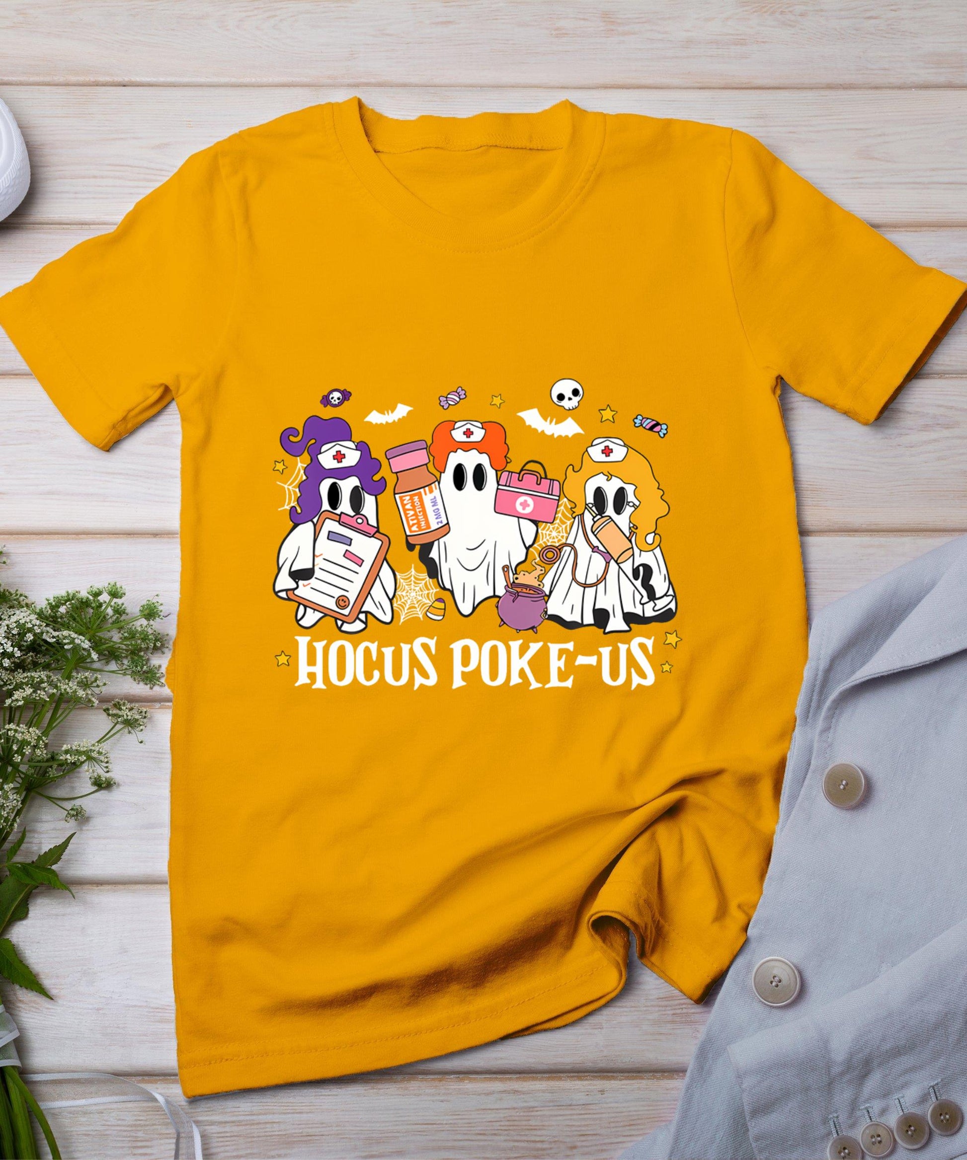 Hocus Poke-Us Witch Nurse Funny Halloween Spooky Health T-Shirt