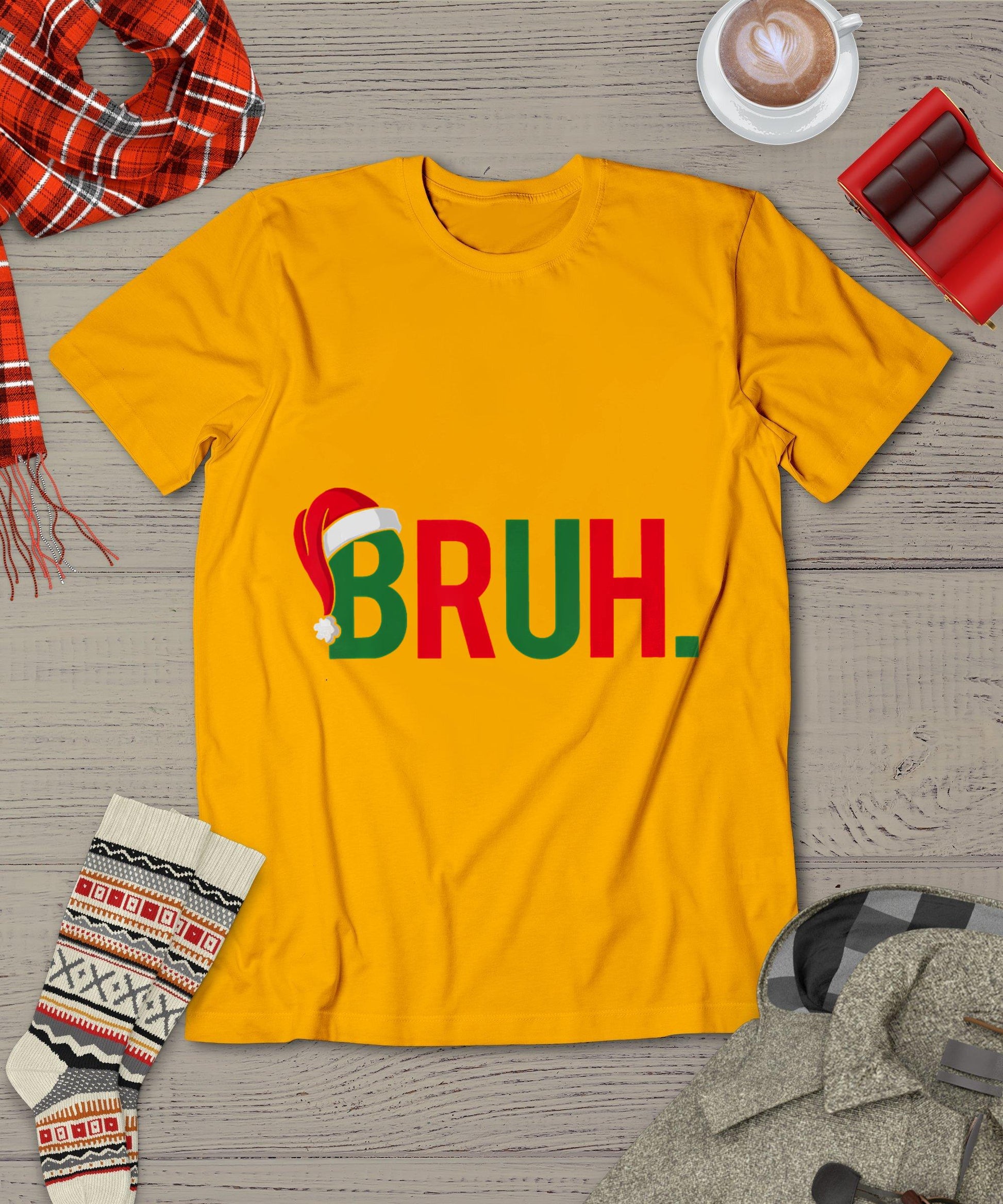 Bruh Meme Funny Saying Bro Greeting Teens Boys Men Christmas T-Shirt