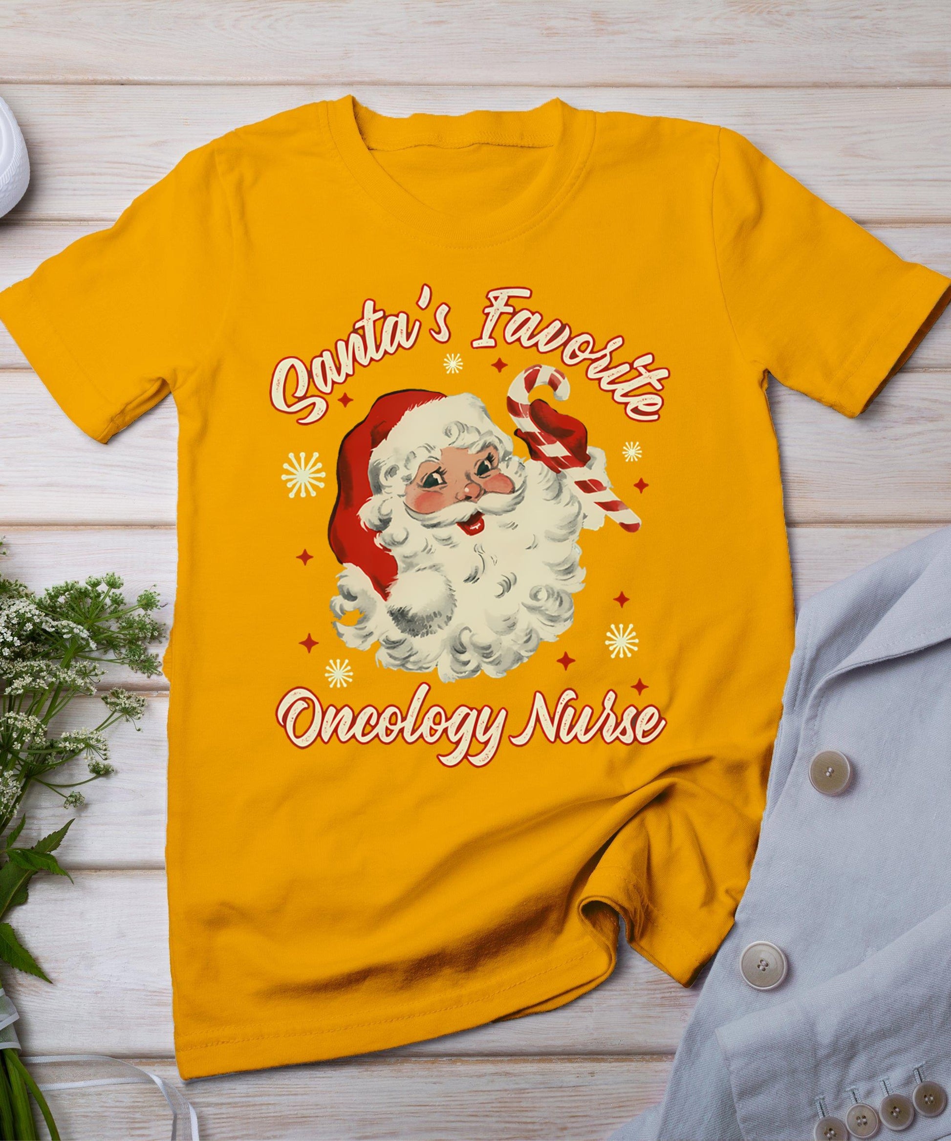 Santa's Favorite Oncology Nurse Vintage Christmas Chemo T-Shirt