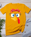 Thanksgiving Turkey Face Leopard Print Glasses Women Girls T-Shirt