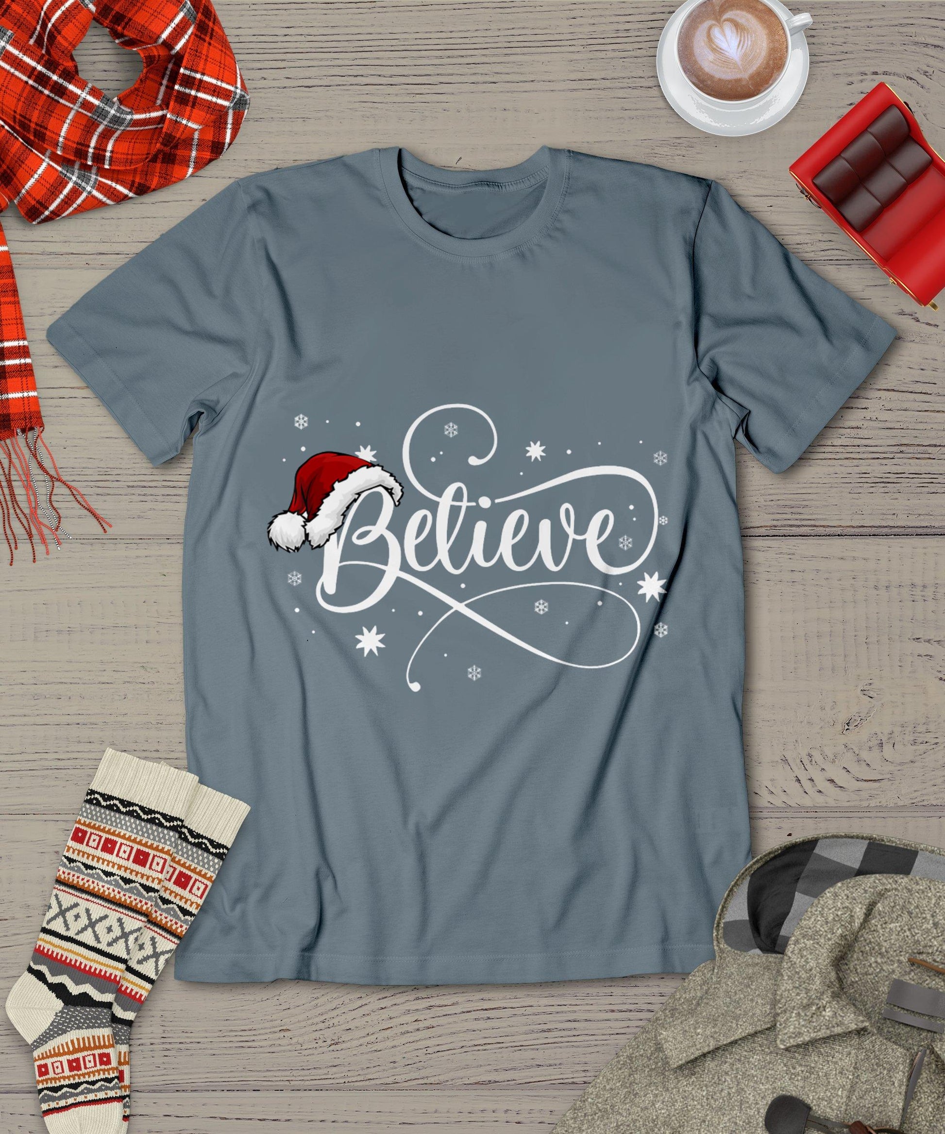 Christmas Shirt - Believe Santa Claus Believe Christmas Kids T-Shirt