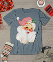 Pink Santa For Girls Christmas Retro Holiday Vintage T-Shirt