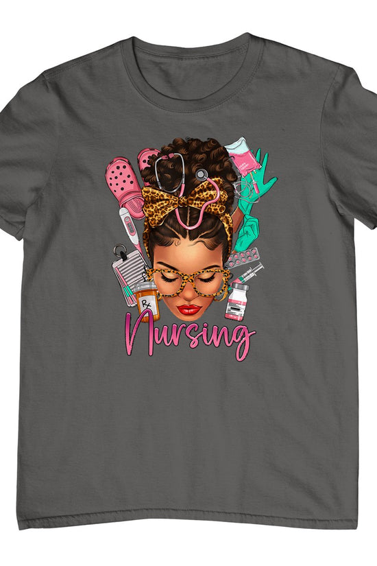 Black Melanin Nurse Black History Month Afro Hair T-Shirt
