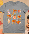 Retro Coquette Bow Teacher Fall Autumn Thanksgiving T-Shirt