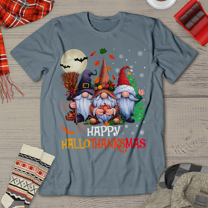 Happy Hallothanksmas Gnomes Lover Halloween Merry Christmas T-Shirt