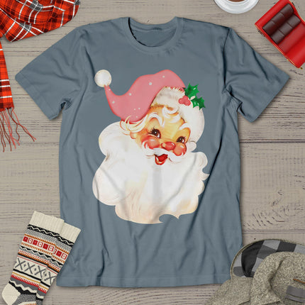 Pink Santa For Girls Christmas Retro Holiday Vintage T-Shirt
