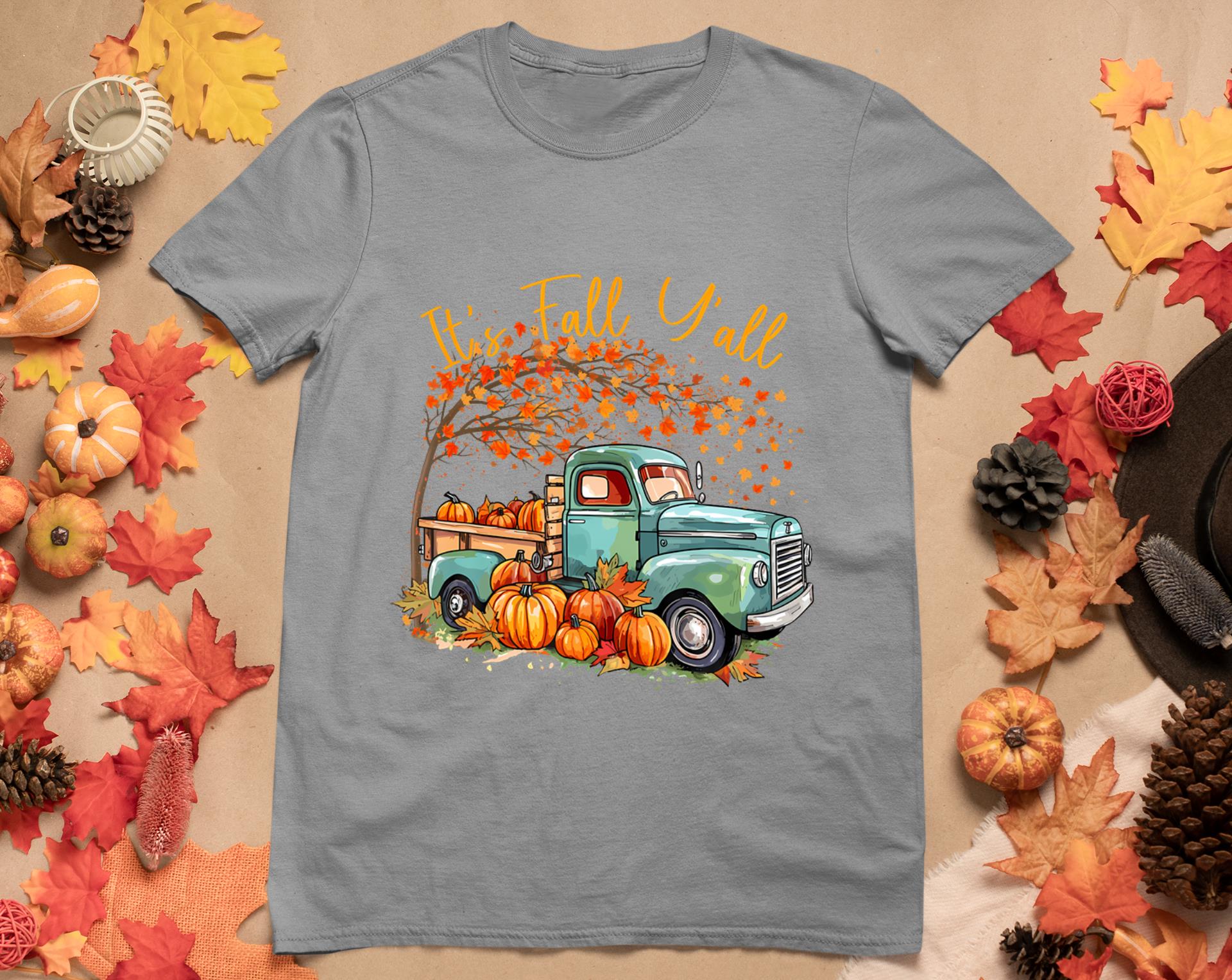 It's Fall Y'All Pumpkin Truck Autumn Tree Fall Thanksgiving T-Shirt