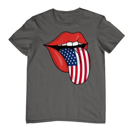 Usa Patriotic American Flag Tongue Lips 4th Of July T-Shirt