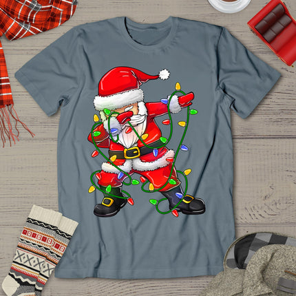 Dabbing Santa Shirt For Boys Girls Christmas Tree Lights T-Shirt