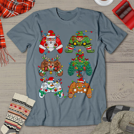Christmas Santa Elf Lights Gaming Controllers Xmas Boys Kids T-Shirt