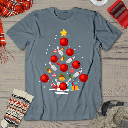 Funny Bowling Christmas Tree Lights Xmas Gifts For Men Women T-Shirt