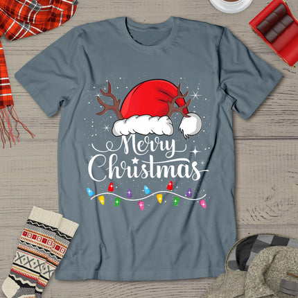 Merry Christmas Red Santa Hat Reindeer Xmas Family Men Women T-Shirt