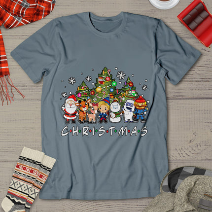 Christmas Santa Friends Reindeer Snowman Family Xmas Holiday T-Shirt