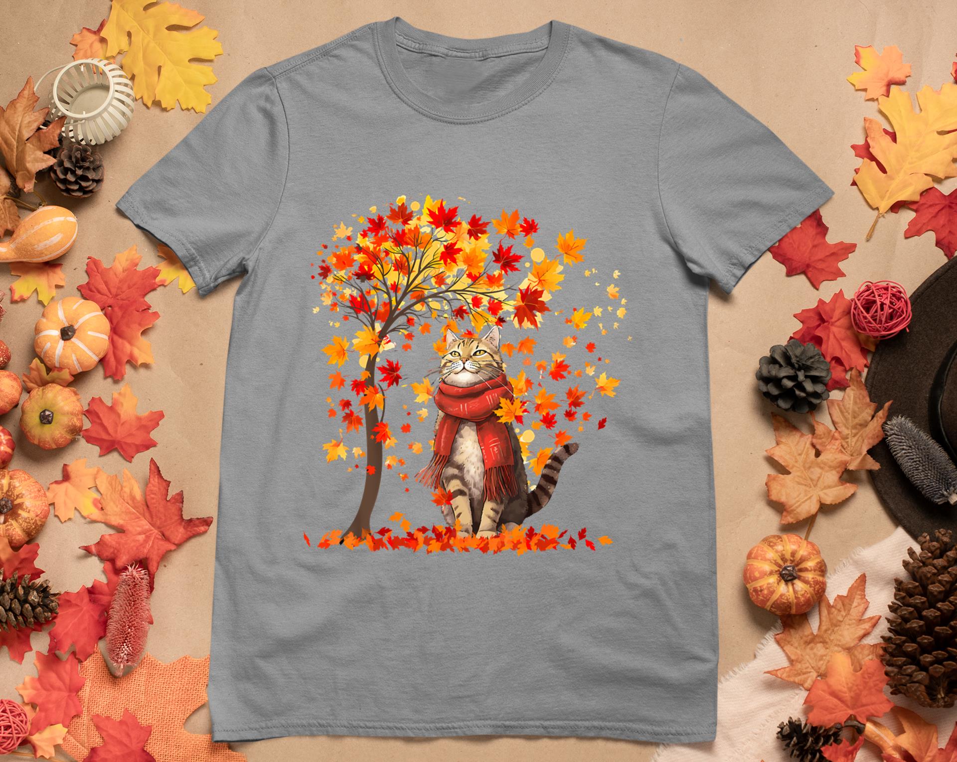 It's Fall Y'All Cat Leaf Fall Tree Hello Autumn Thanksgiving T-Shirt