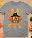 Cute Gobble Gobble Turkey Pilgrim Little Boys Thanksgiving T-Shirt