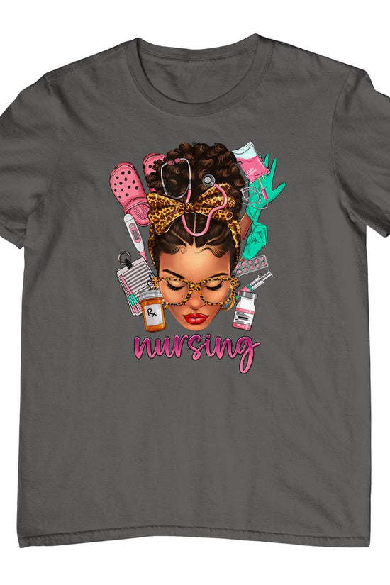 Black Melanin Nurse Black History Month Afro Hair T-Shirt