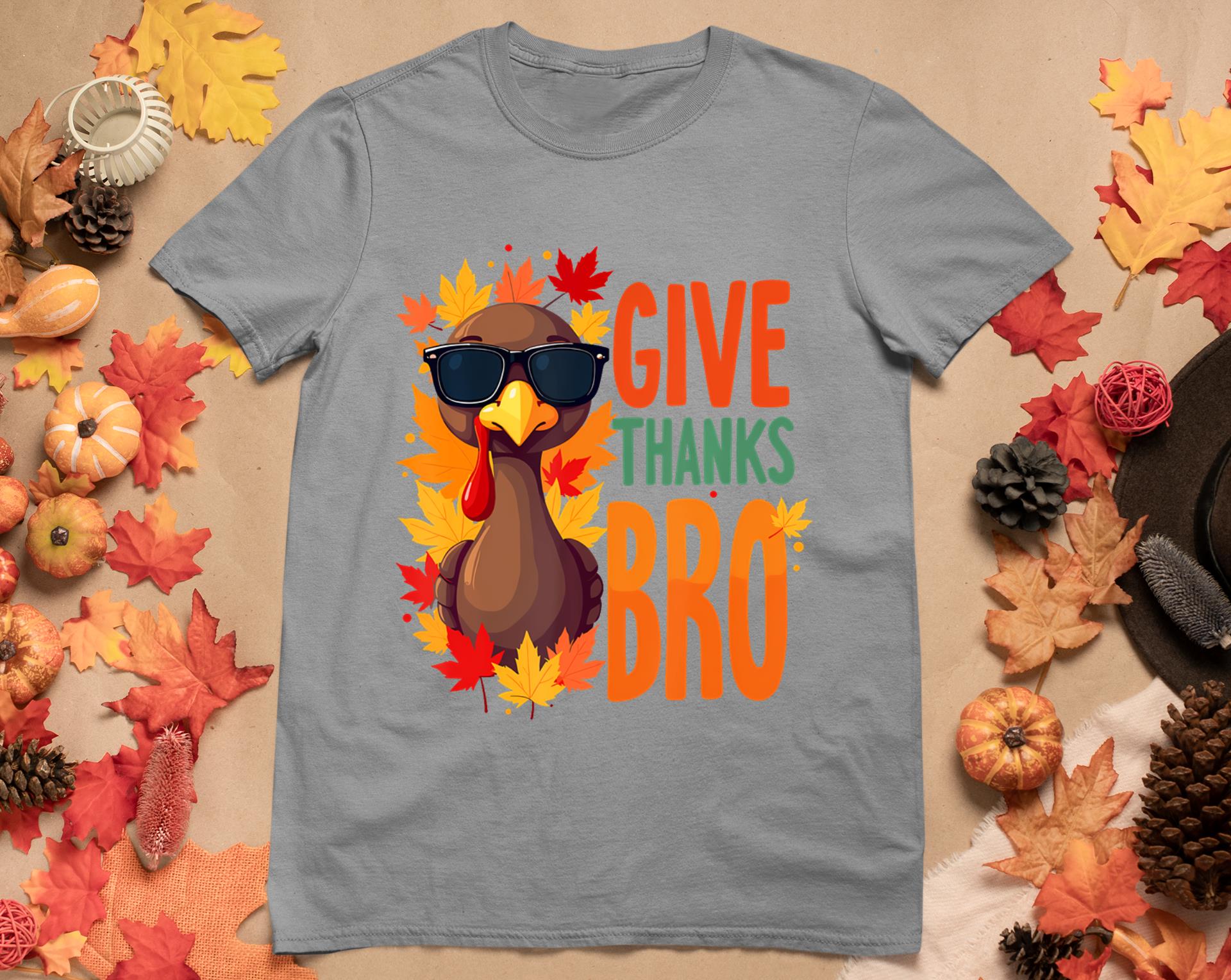 Give Thanks Bro Cute Turkey Toddler Thankful Thanksgiving T-Shirt