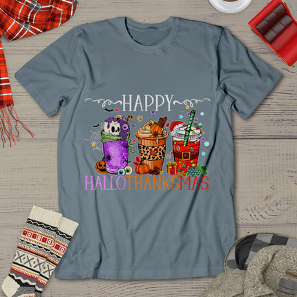 Happy Hallothanksmas Halloween Thanksgiving Christmas T-Shirt