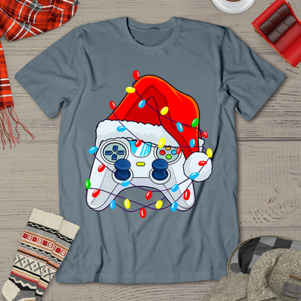 Video Game Controller Christmas Santa Hat Gamer Boys T-Shirt