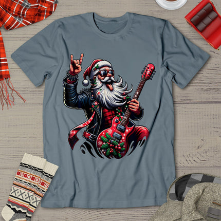 Rock & Roll Christmas Santa Claus Guitar Player T-Shirt