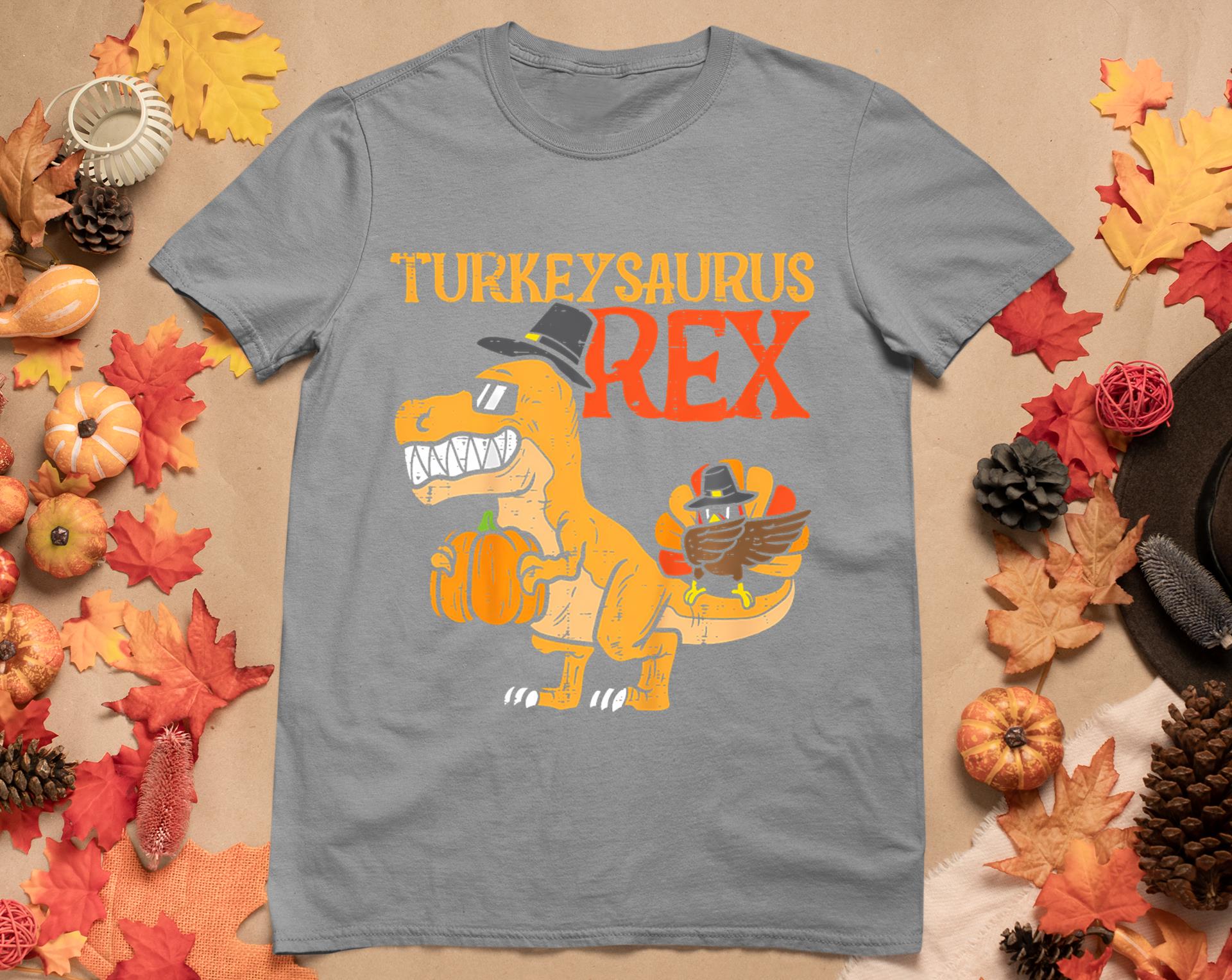 Turkeysaurus Rex Dab Turkey Dino Toddler Boys Thanksgiving T-Shirt