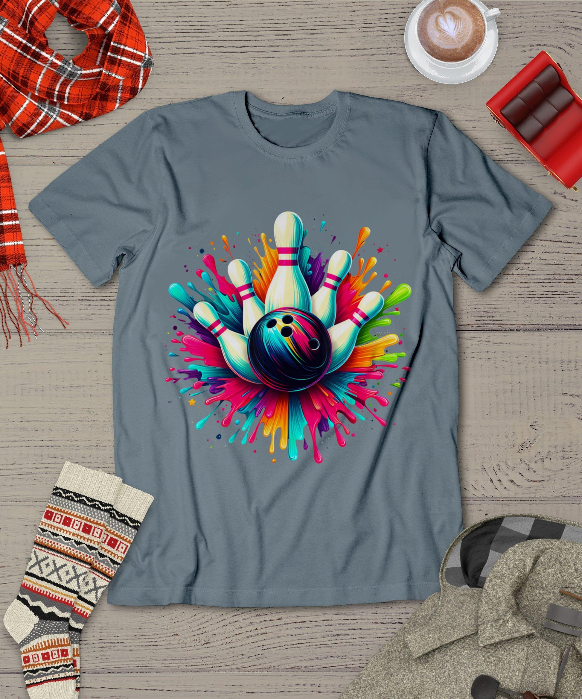 Colorful Bowling Game Day Bowling Cute Colorsplash Ball T-Shirt