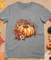 Fall Shirt Women Vintage Pumpkin Autumn Graphic Thanksgiving T-Shirt