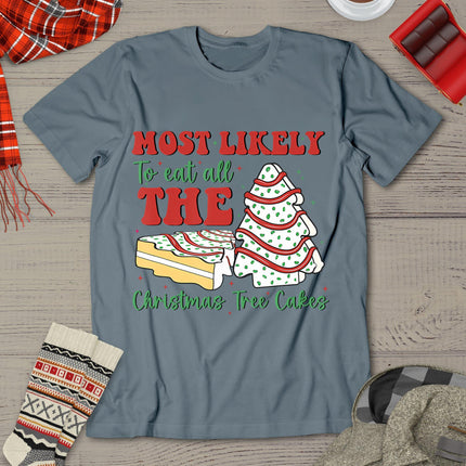 Retro Most Likely To Eat All The Christmas Tree Cakes Debbie T-Shirt