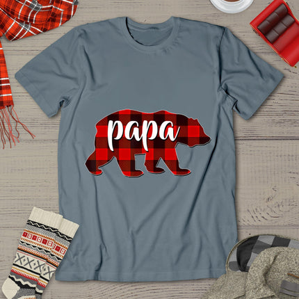 Red Plaid Papa Buffalo Matching Family Dad Pajama Christmas T-Shirt