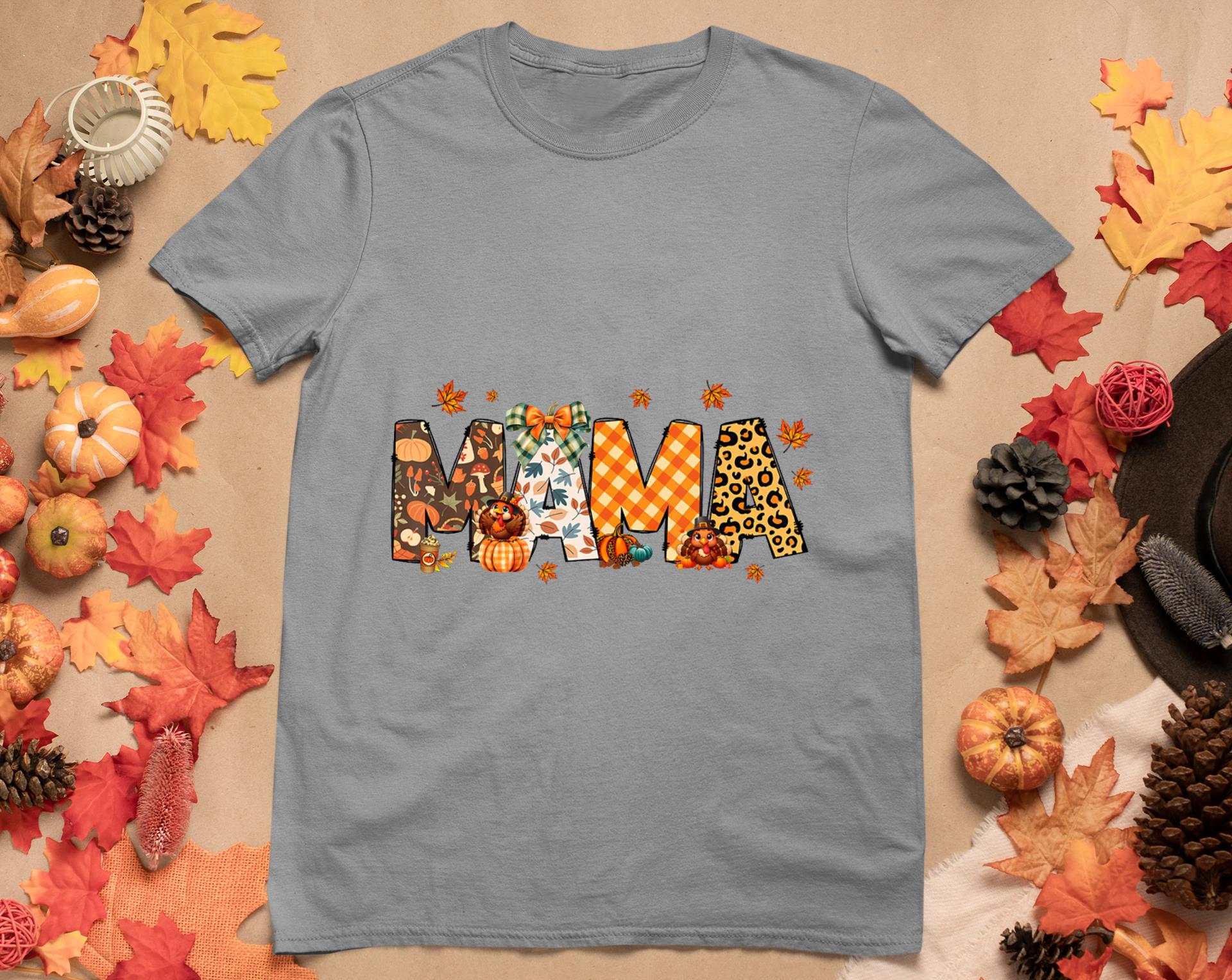 Mama Thanksgiving Mom Fall Pumpkins Season Retro T-Shirt