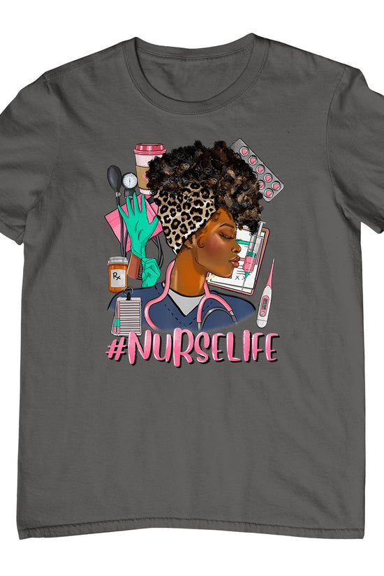 Nurse Life African American Black Women Leopard Nurse's Day T-Shirt
