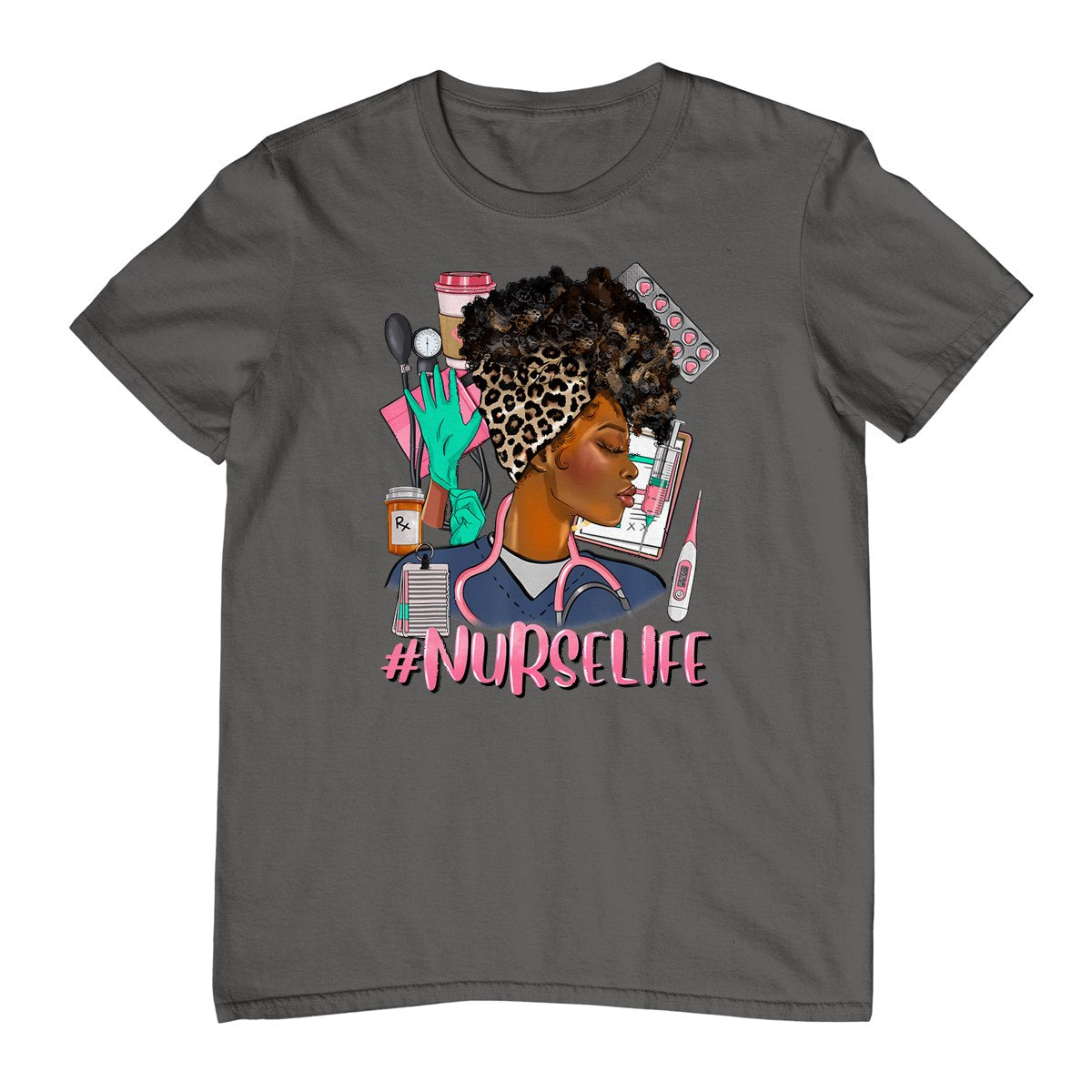 Nurse Life African American Black Women Leopard Nurse's Day T-Shirt