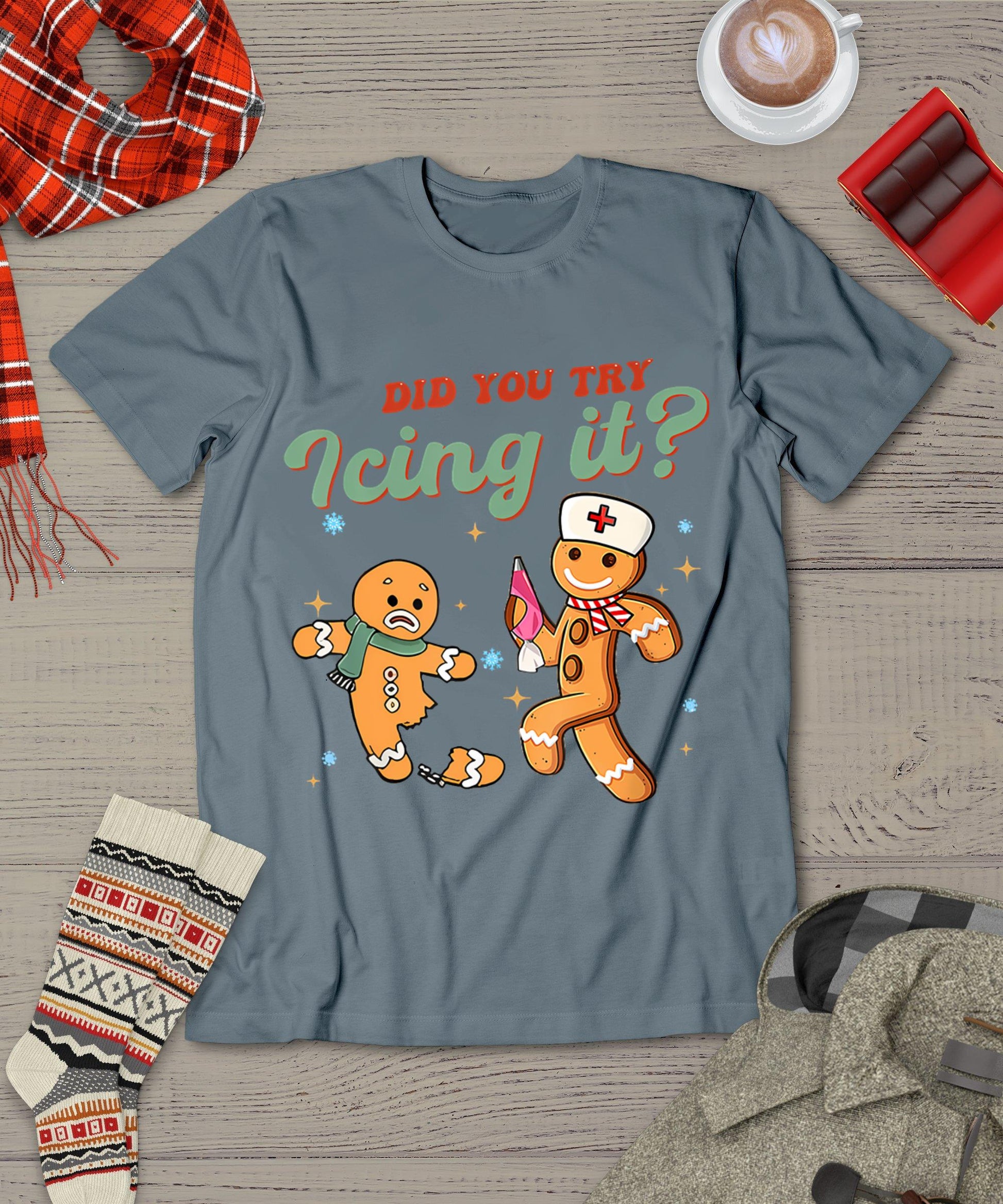 Funny Christmas Nurse Did You Try Icing It Gingerbread Man T-Shirt