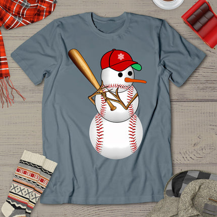 Baseball Snowman Balls Snow Christmas Xmas Gifts Men Women T-Shirt