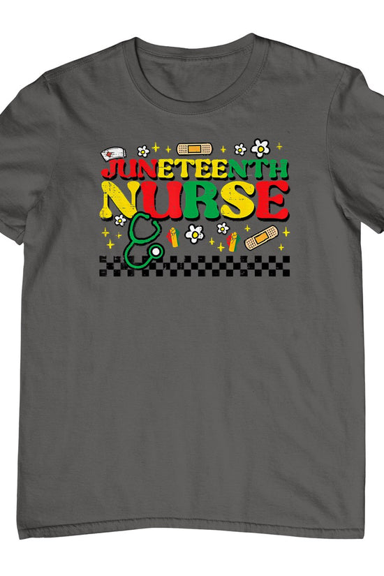 Juneteenth Nurse Groovy Retro African Scrub Top Black Women T-Shirt