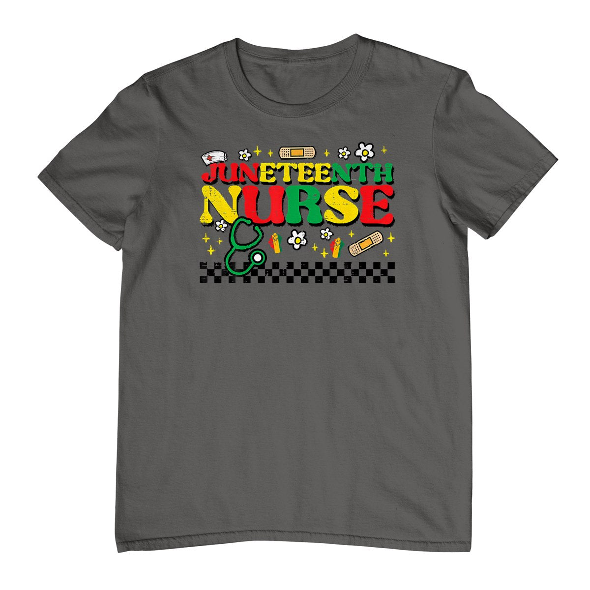 Juneteenth Nurse Groovy Retro African Scrub Top Black Women T-Shirt