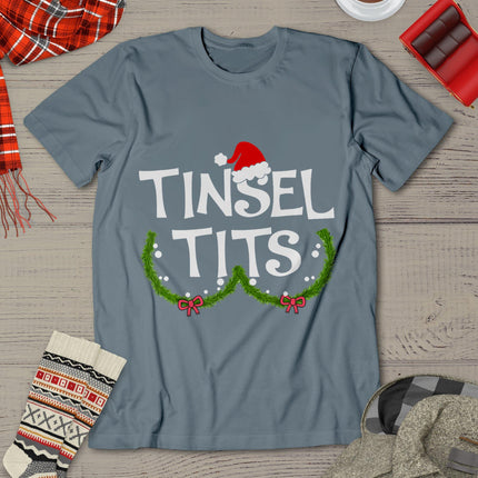 Funny Tinsel Tits Matching Jingle Balls Christmas Couples T-Shirt