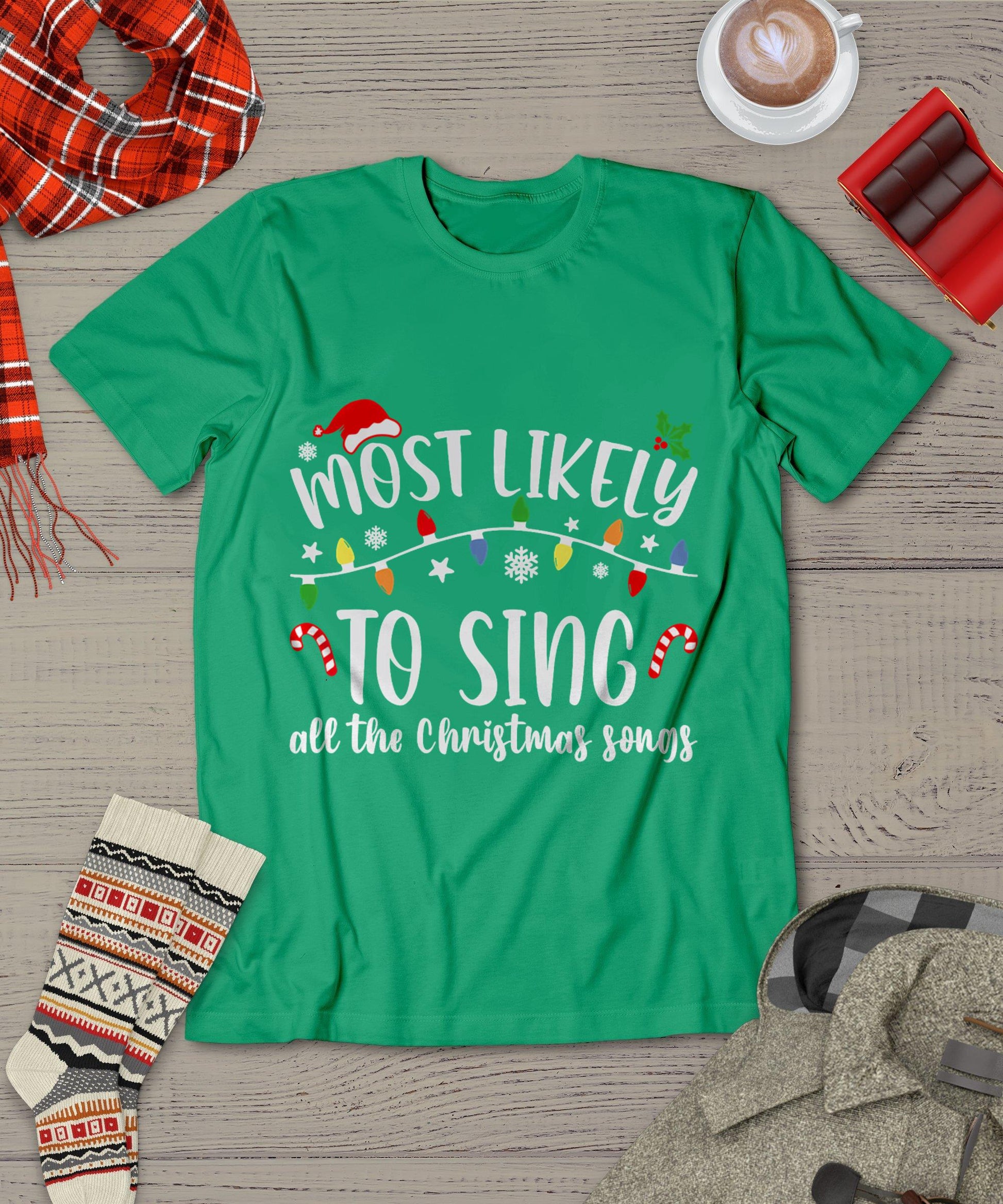 Most Likely To Sing All The Christmas Songs Family Matching T-Shirt