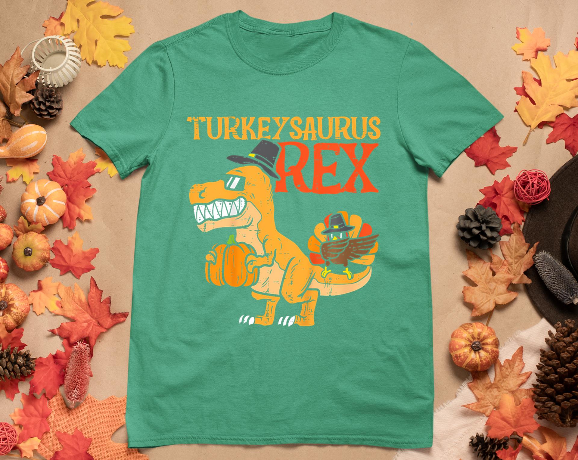 Turkeysaurus Rex Dab Turkey Dino Toddler Boys Thanksgiving T-Shirt