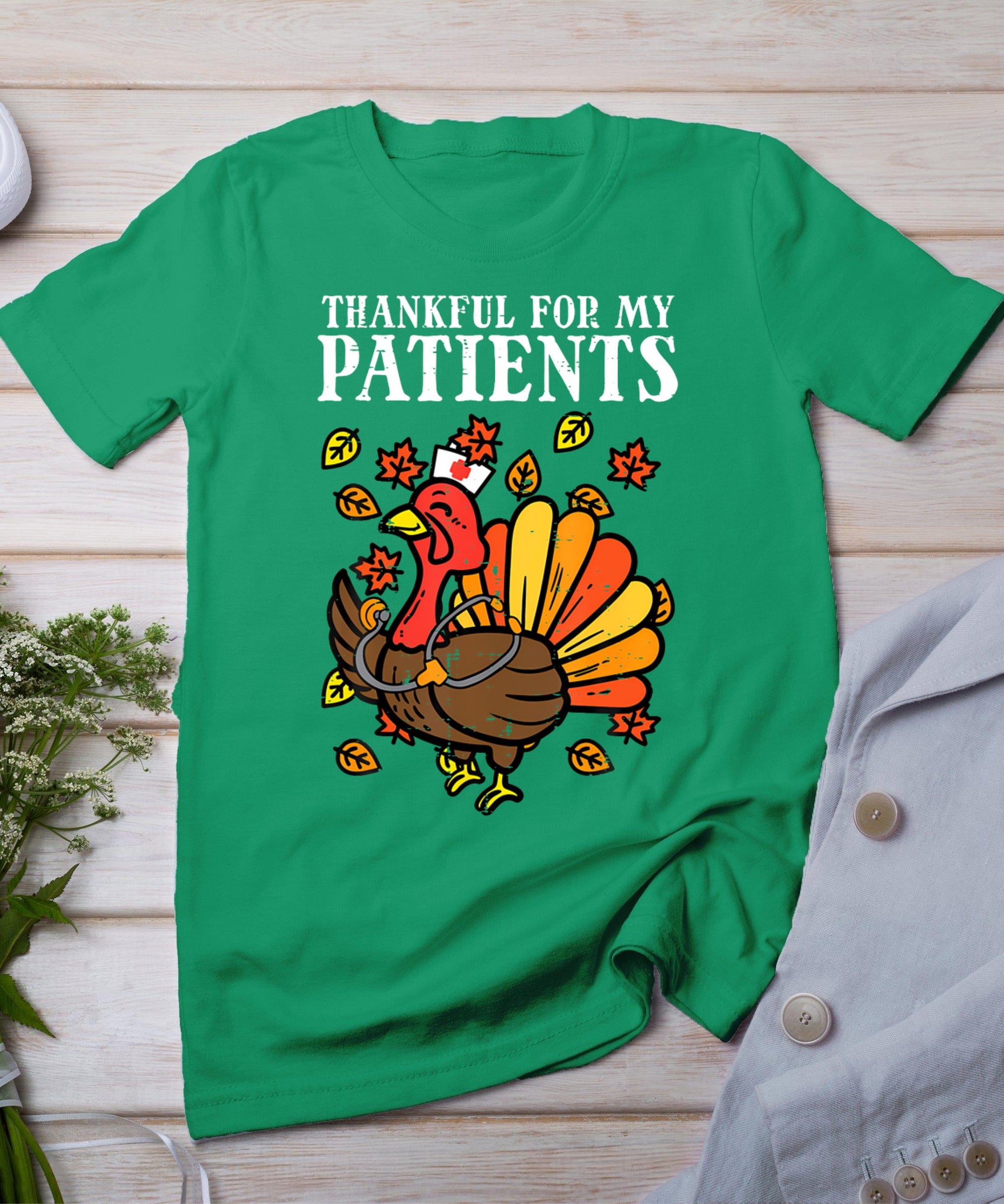 Thankful For Patients Turkey Nurse Thanksgiving Fall Scrub T-Shirt