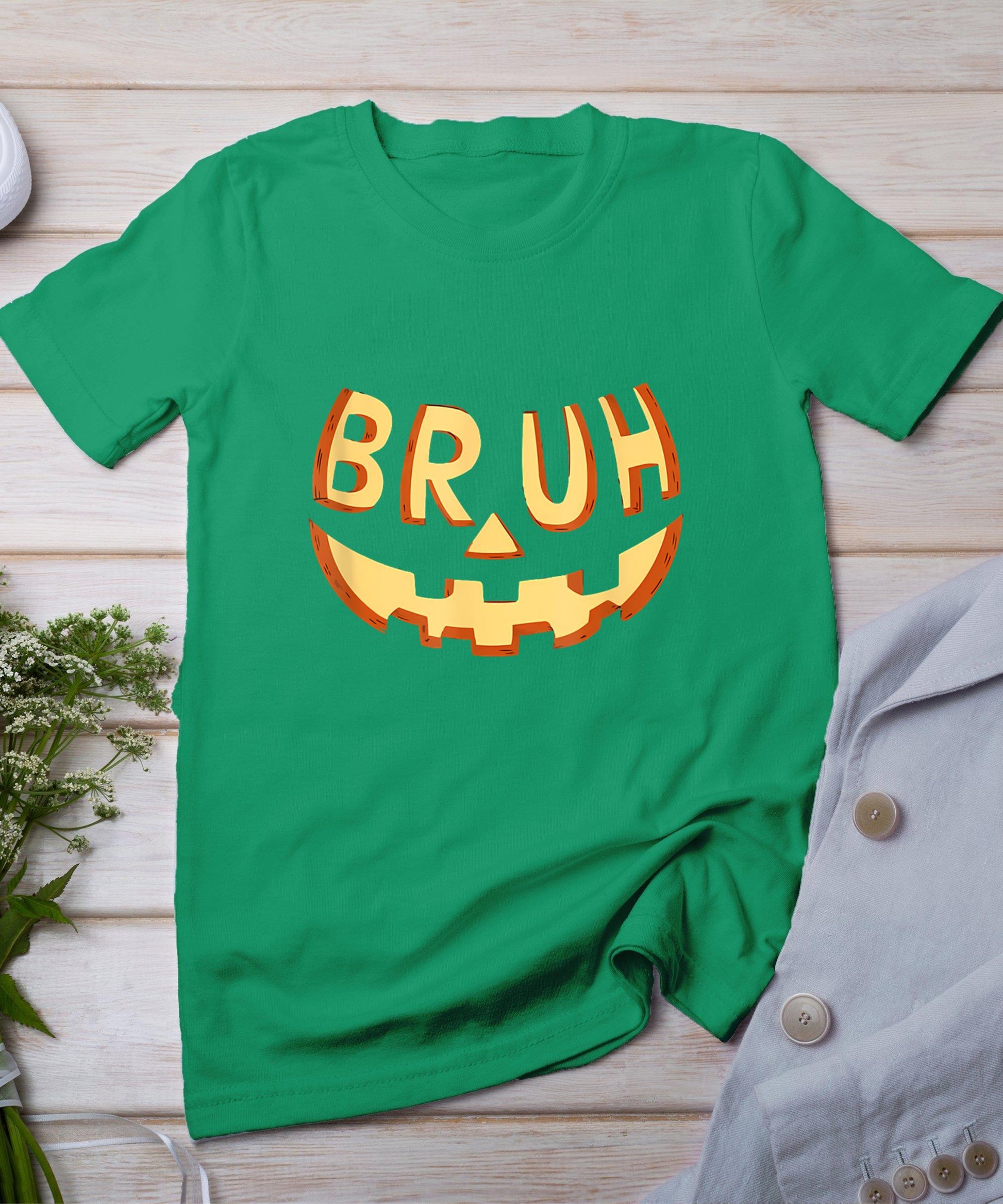 Bruh Jack O Lantern Halloween Costume Pumpkin Face Candy Kid T-Shirt